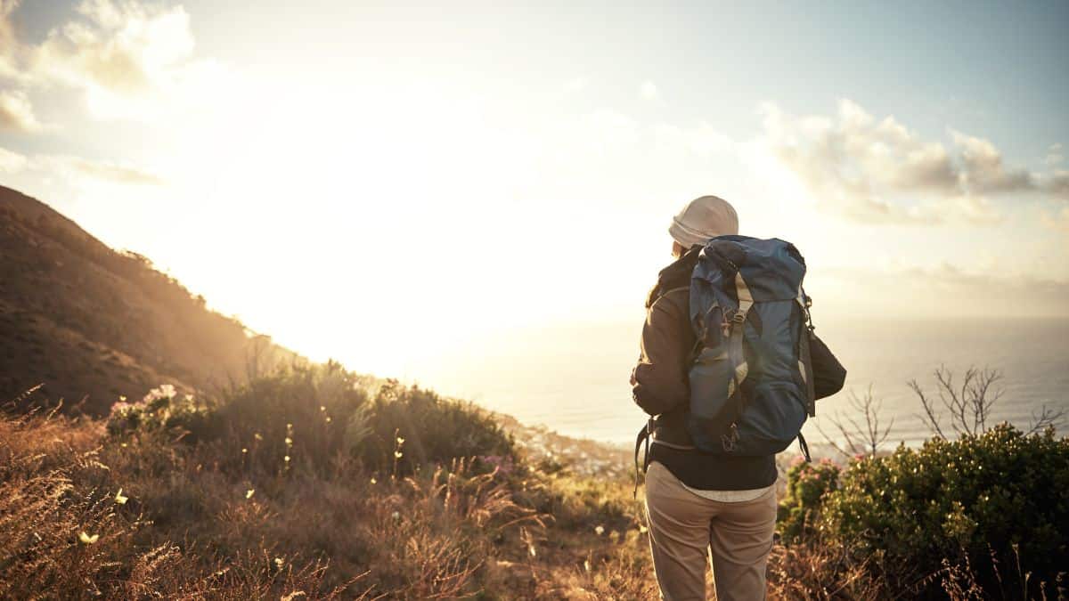 A person doing a trail hike